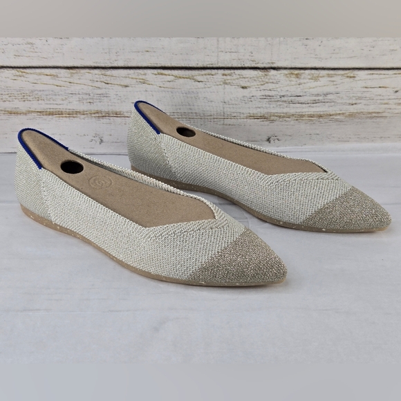 Rothy's Shoes - Rothy's The Pointed Toe Knit Ballet Flats Diamond Metallic Women's Size 6